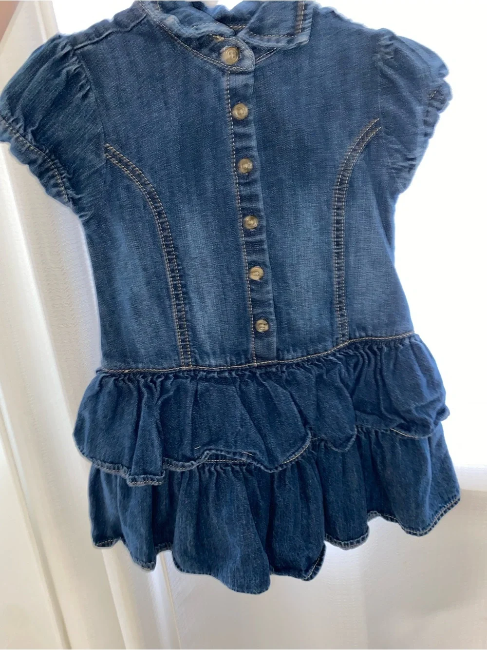 Old Navy Blue Denim Ruffle Dress Jacket for Girls
